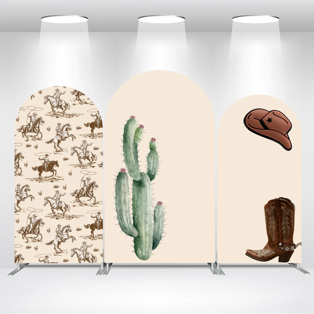 LS Little Cowboy Baby Show Arch Cover Backdrop Desert Cactus Background Western Boy Gender Reveal Party Photozone Studio