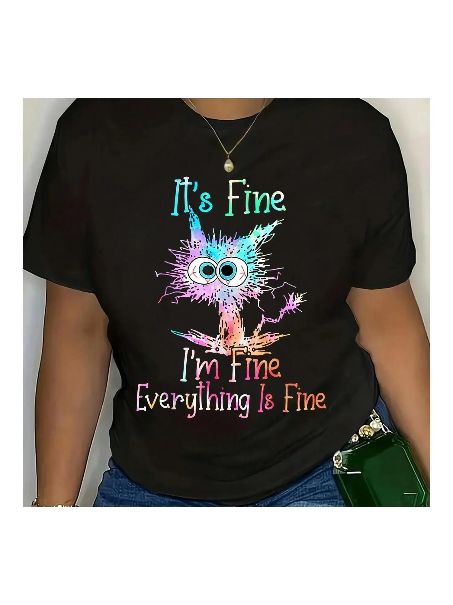 

Футболка с короткими рукавами It's Fine I'm Fine Everything Is Fine Black Cat Quote