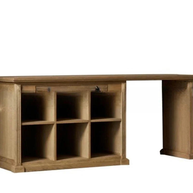 

American solid wood desk furniture oak retro old with bookshelf study table bedroom children's writing table