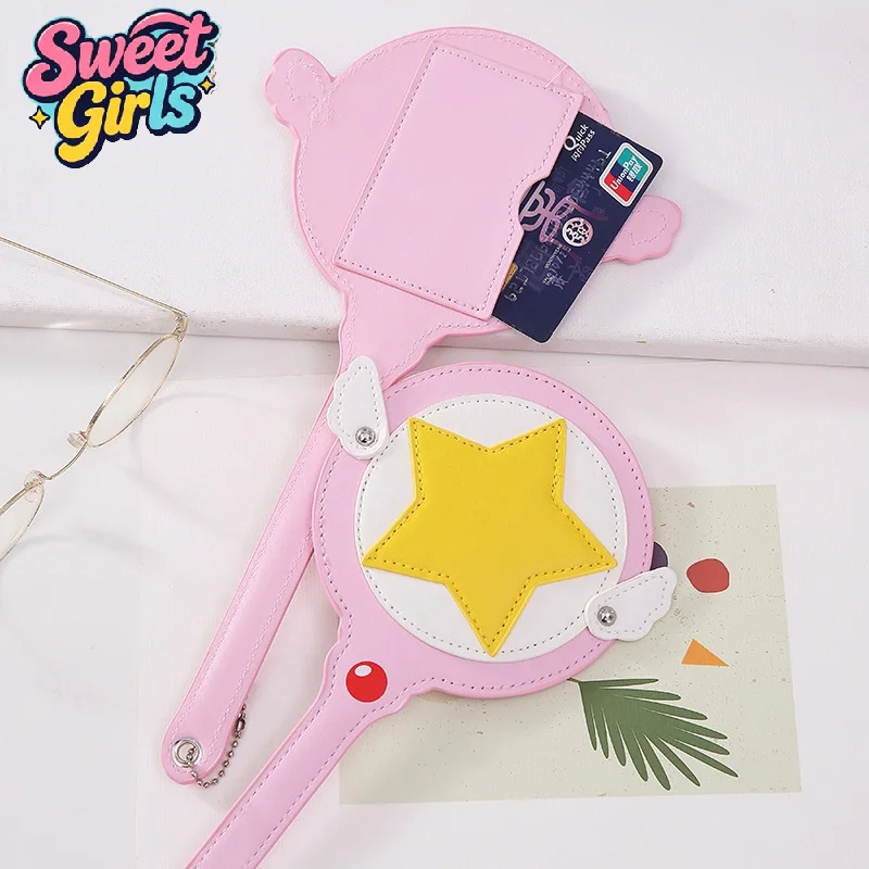 

Bus Subway Card Cover Holder Card Bag with Wings Anime Magic Wand Card Bag for Kids Contactless Credit Card Wand
