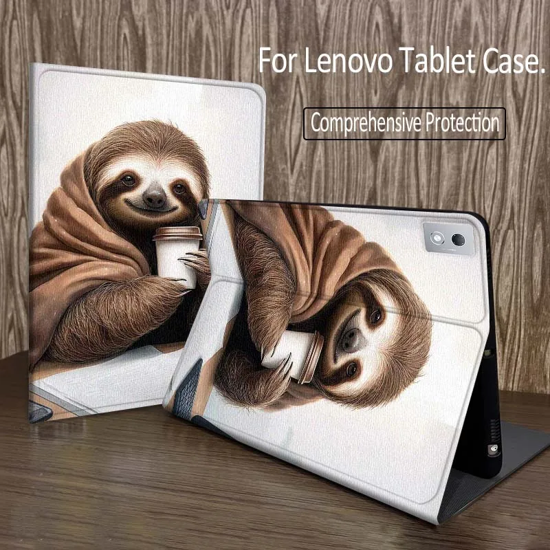 

Art Sloth Holding Coffee For Legion Xiaoxin Pad P12 Pro Y900 GT 2023 2025 12.1 12.7 14.5 inch Tablet Case