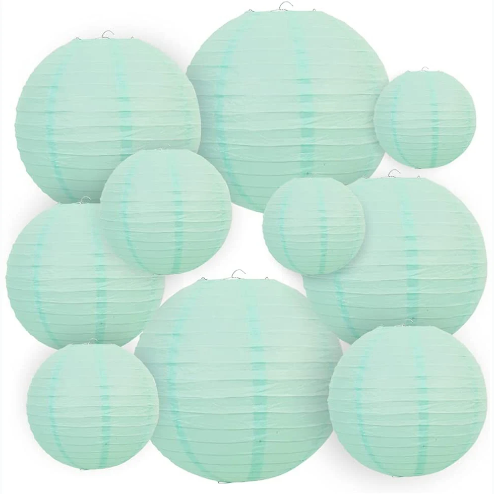 10 Pcs Mint Green Paper Lanterns Decorations for Children Home Garden Baby Shower Birthday Party Supplies(4