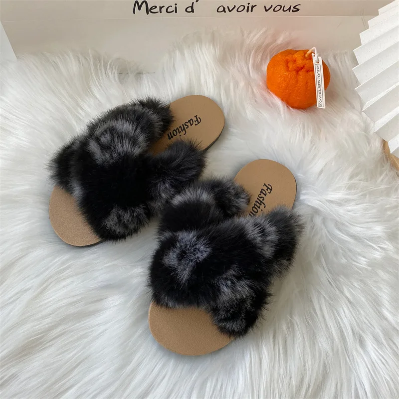 New Arrival Winter Warm Slides Sheepskin Sliders Women\'s Real Wool Fur Slippers Home Indoor Winter Shoes outdoor slippers