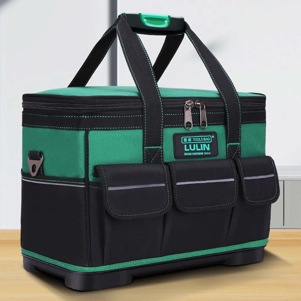 

Green Large Oxford Cloth Tool Bag Multi-functional Repair Hardware Electrician Bag Thickened Wear-resistant Storage Backpack