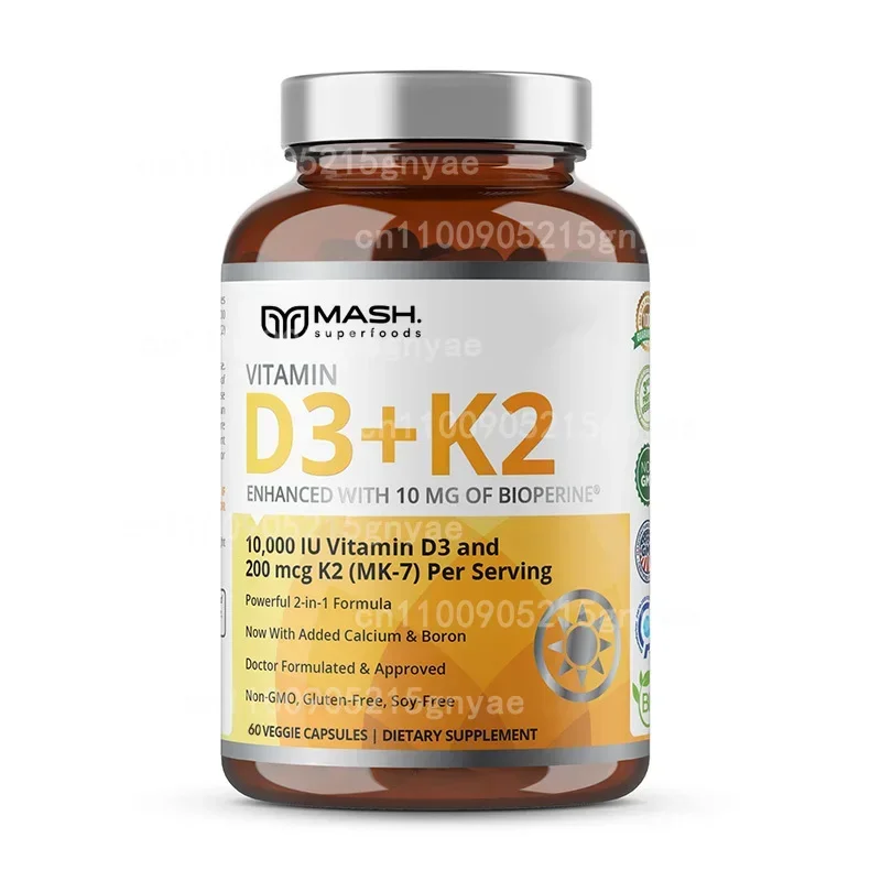 Organic Vitamin D3K2 Capsules | Teeth, Skeletal & Heart Support - Boosts Calcium Absorption, Bone Health & Immunity