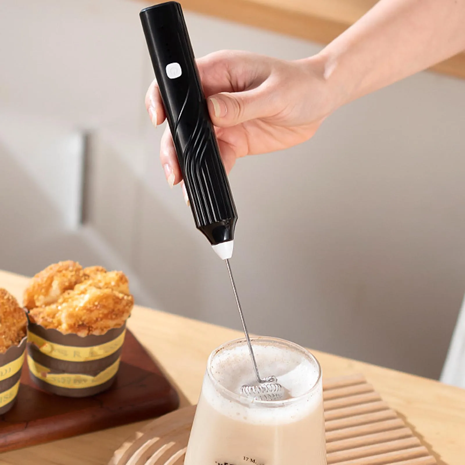 

Electric Milk Frother Multifunctional Efficient Use Stainless Steel Portable Handheld Milk Foam Maker for Coffee Beverage