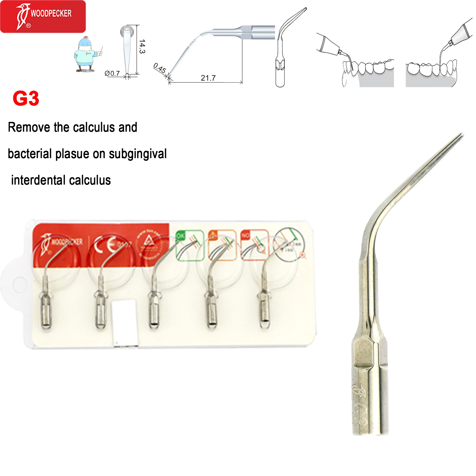 Original Woodpecker Dental Scaler Tips Ultrasonic Scaling Tip G1 G2 G3 G4 G5 G6 G7 G8 Fit For EMS UDS image 3