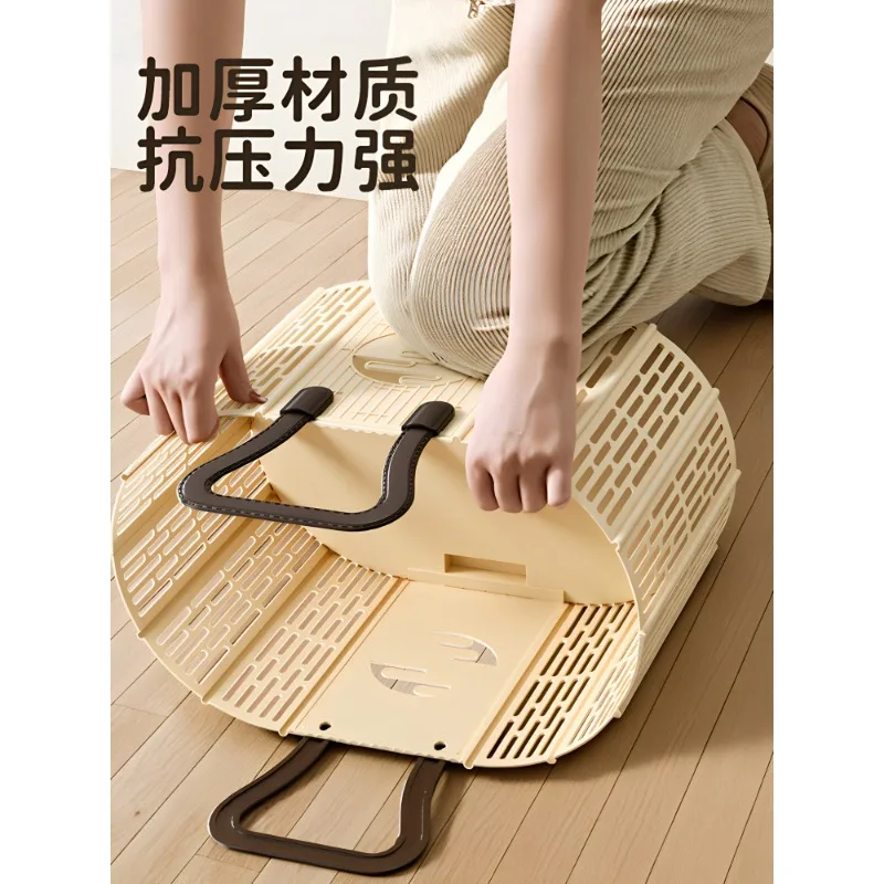 Foldable Laundry Hamper, Home Bathroom Dirty Clothes Basket, Space Saving Storage Bin