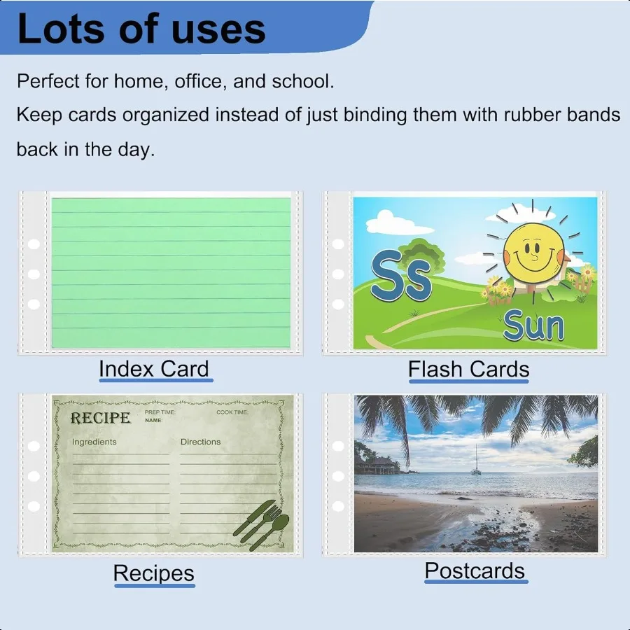 Raccoglitore per schede indice 3×5 con tasche in plastica, piccolo cartella organizzata per ricette Flashcard, quaderni portatili ca