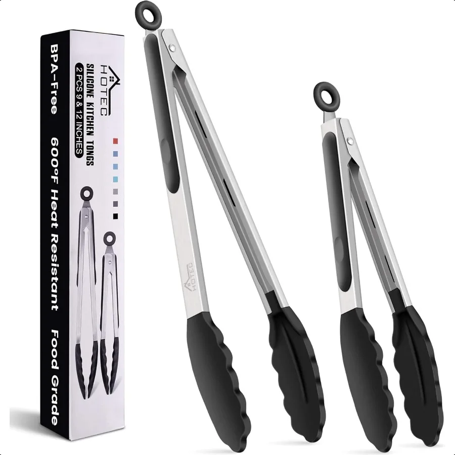 

Premium Stainl Steel Locking Kitchen Tongs with Silicon Tips Set of 29 and 12