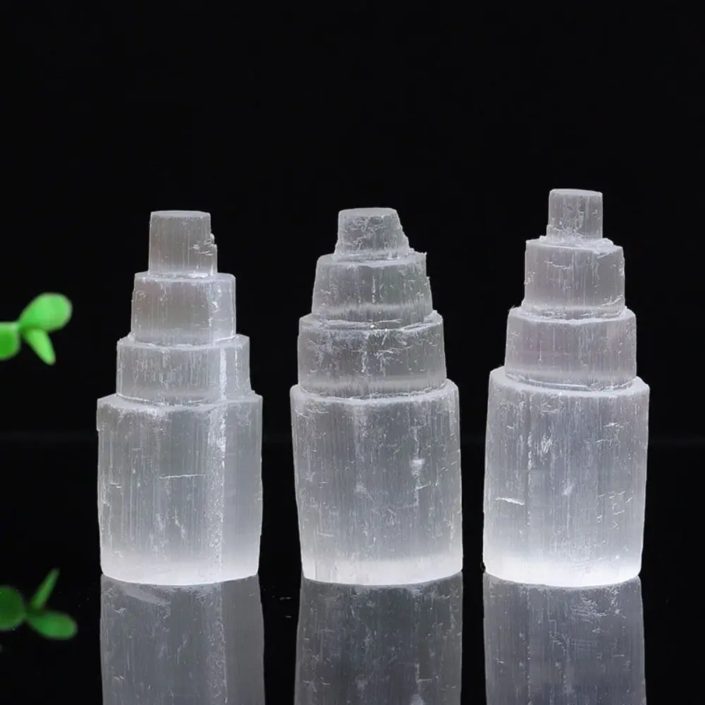 Mini Natural Selenite Tower Crystal Energy Skyscraper Handmade Healing Cleansing