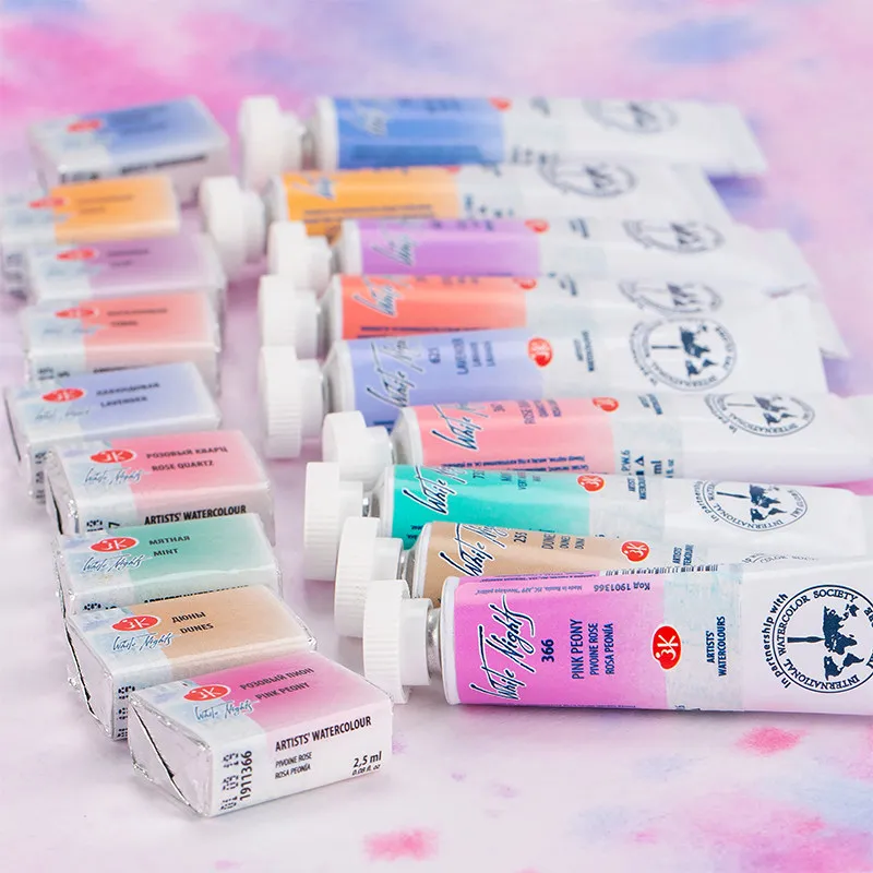 Russia White Nights Extra Fine Artists Grade Professional Watercolor 2.5 mL Full Pan, Macaron Vibrant & Lightfast, High-quality