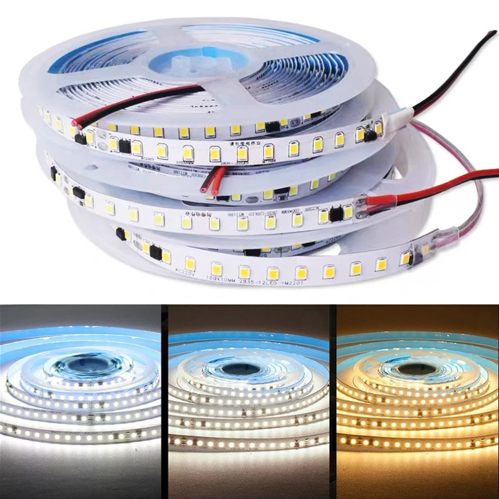 Taśma Led AC 110V 2835 120 leds/m 5M 10M IP20 IP67 wodoodporna biała ciepła biała natura taśma LED do dekoracji pokoju