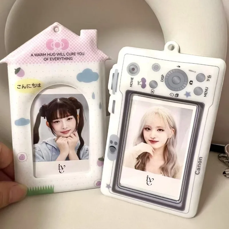 House Camera Shaped PVC Card Holder, Thickened 3 Inch Mini Card Cover with Bowknot, Photo Card Storage