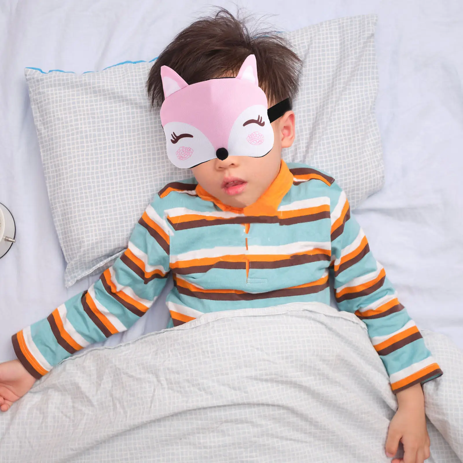 

2Pcs Fox Sleep Mask Kids Cartoon Animal Eye Cover Adjustable Strap Light Blocking Cute Sleeping Blindfold for Girls Travel