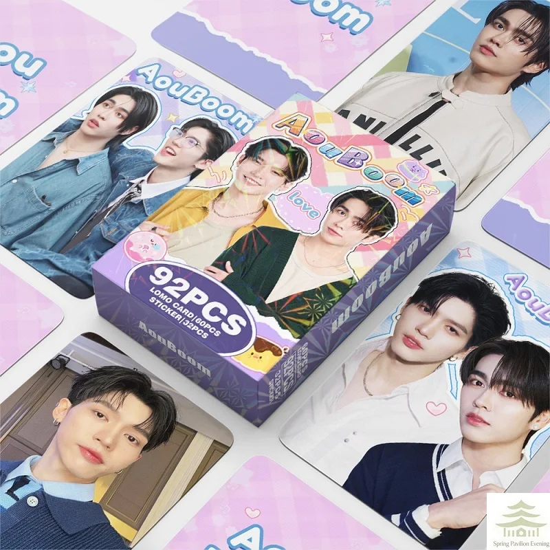 Набор из 92 голографических фотокарточек Thai Star Drama CP Laser Lomo Card - AouBoom BounPrem AuauSave с бонусными стикерами
