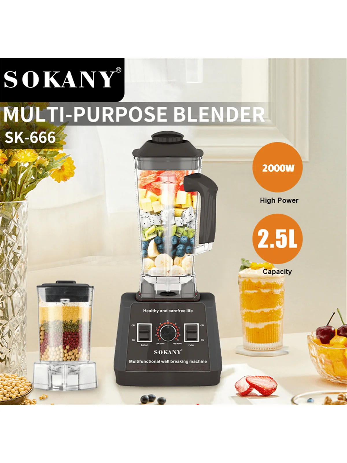 1-częściowy blender kulkowy, wielofunkcyjny blender, młynek do żywności, kuchenna wyciskarka do lodu, robienie smoothie i kruszony lód