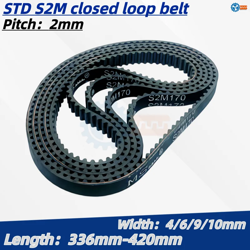 Applicable to CNC Router 3D Printer Laser Engraver Robot Arm S2M Closed Loop Rubber Timing Belt STD S2M Belt Width 4mm 6mm