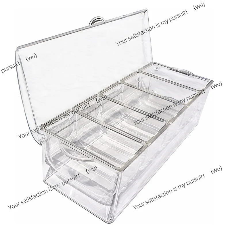 Detachable  Compartment Plastic Seasoning Box Spice Jar Salt Sugar Container Divided Fruit Plate Picnic Ice Chilled Storage Tray