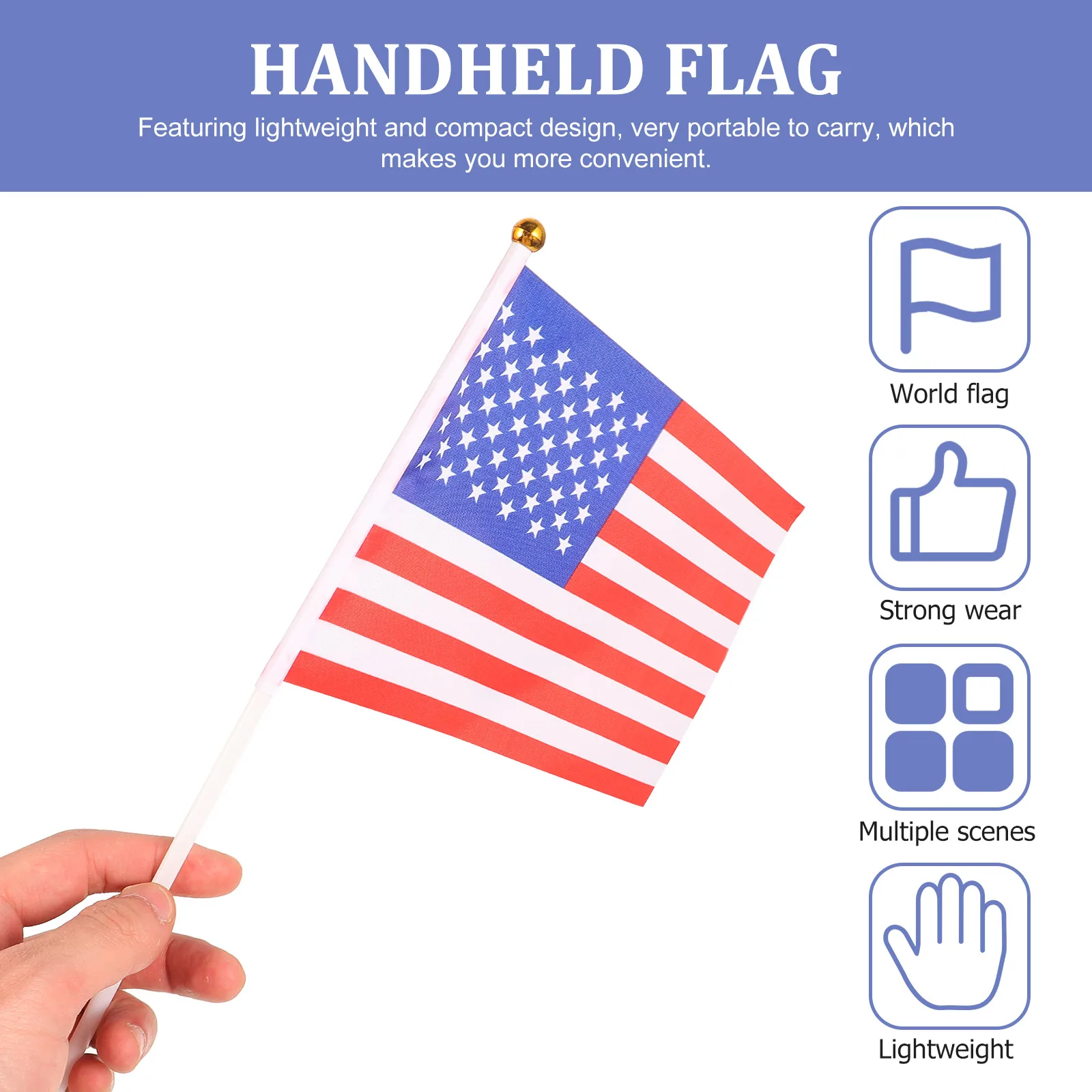 

20Pcs Hand Signal Banner Small Usa Mini Banner Durable Premium American Style Independence Day Party Decoration Souvenir