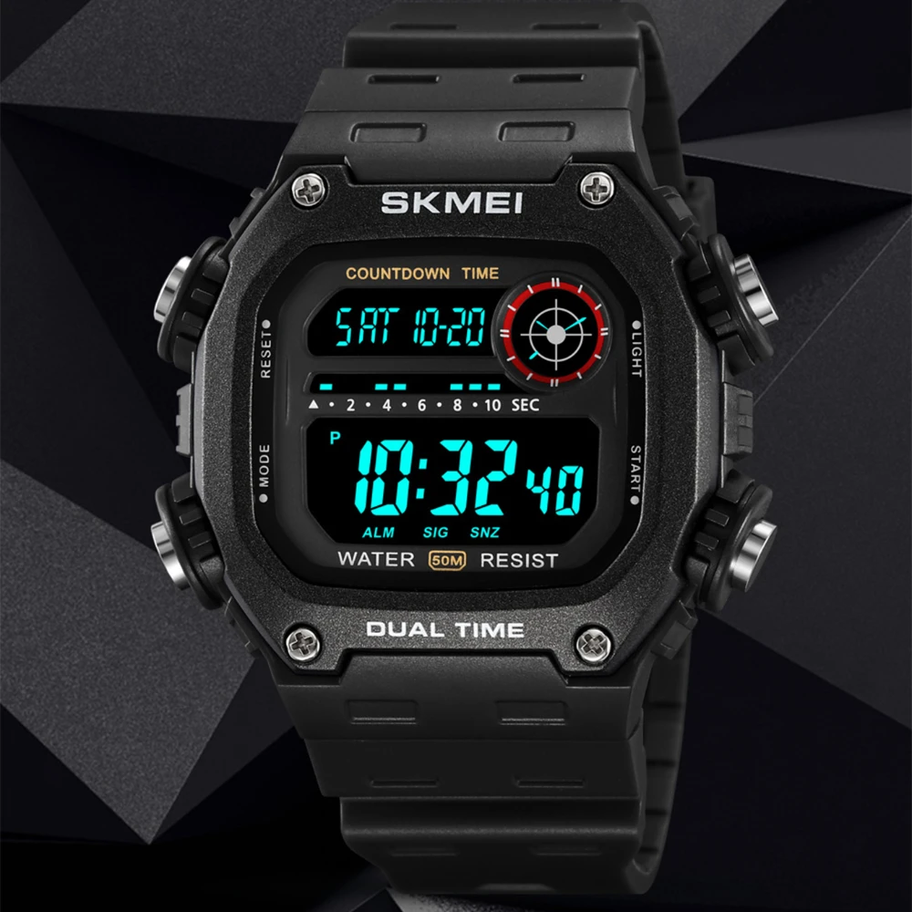 SKMEI Sport Military Digital Watches For Men Women Fashion 5Bar Waterproof Stopwatch Alarm Clock Back Light Countdown Wristwatch