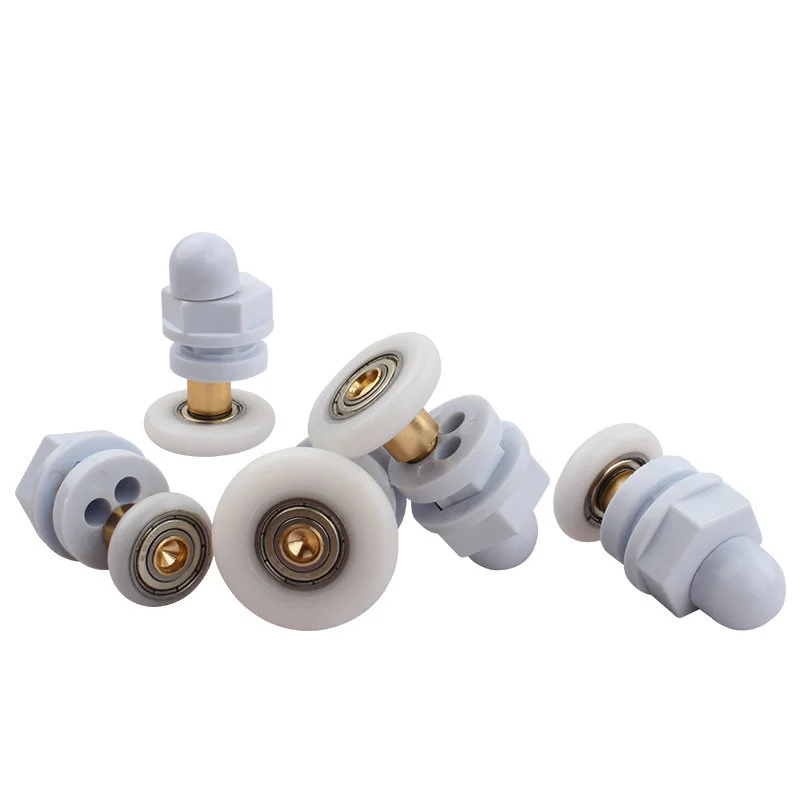 8pcs/lot Shower Rooms Cabins Pulley Shower Room Roller /Runners/Wheels/Pulley Roller Diameter19-27mm Glass Hole Distance 15-17mm