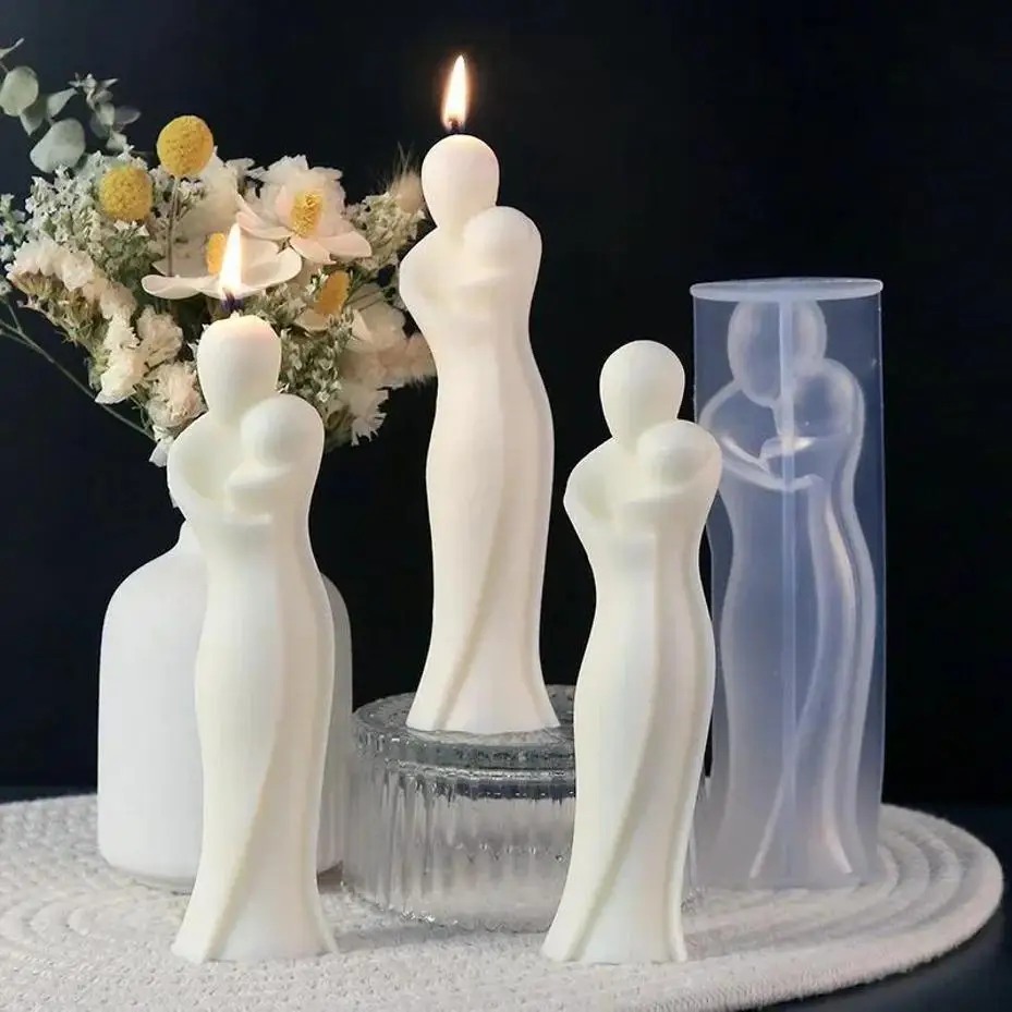 1 Pcs Large 3D Mother And Child Silicone Candle Mold Carving Art Aromatherapy Plaster Home Decoration Mold Mother's Day Gift
