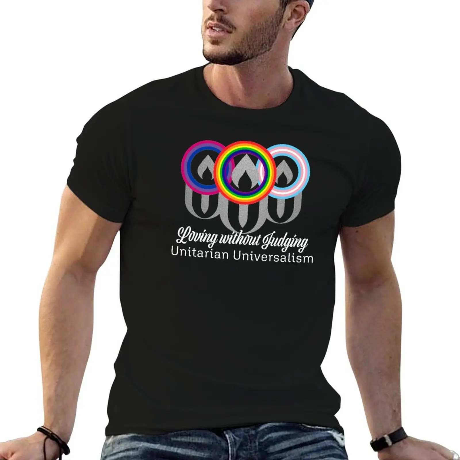 

Loving without Judging uu lgbtq chalice T-Shirt t shirts for man graphic vintage cotton t shirt man T-Shirt