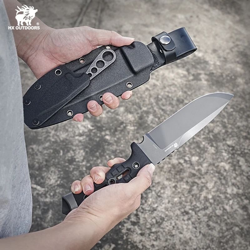 HX Outdoors DC53 Hunting Knives ,Rescue Tool Survival Camping Knife ,Edc Tool With Pocket Knife ,With Kydex 61Hrc Dropshipping