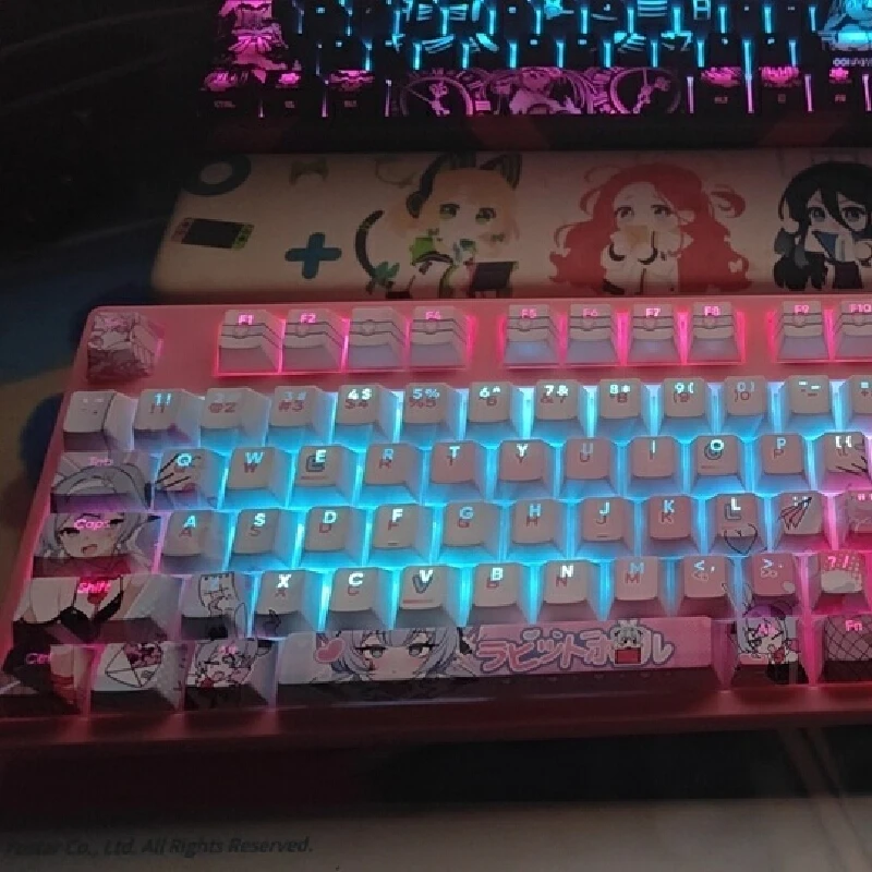 2025 New Miku Rabbit Hole 122 Keys Original Cherry Animation Peripheral Anime Pbt Mechanical Keyboard Caps Keyboard Decoration20