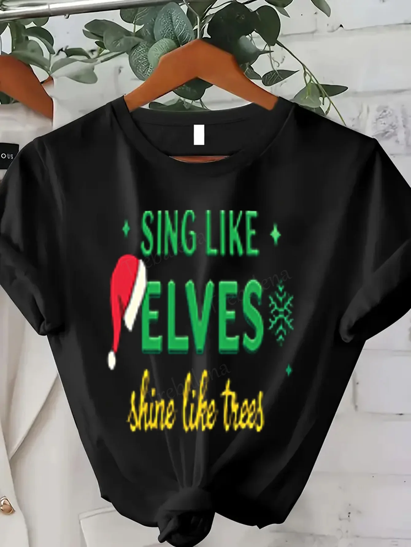 تي شيرت نسائي تي شيرت قزم عيد الميلاد للنساء، غناء احتفالي مثل تصميم الجان