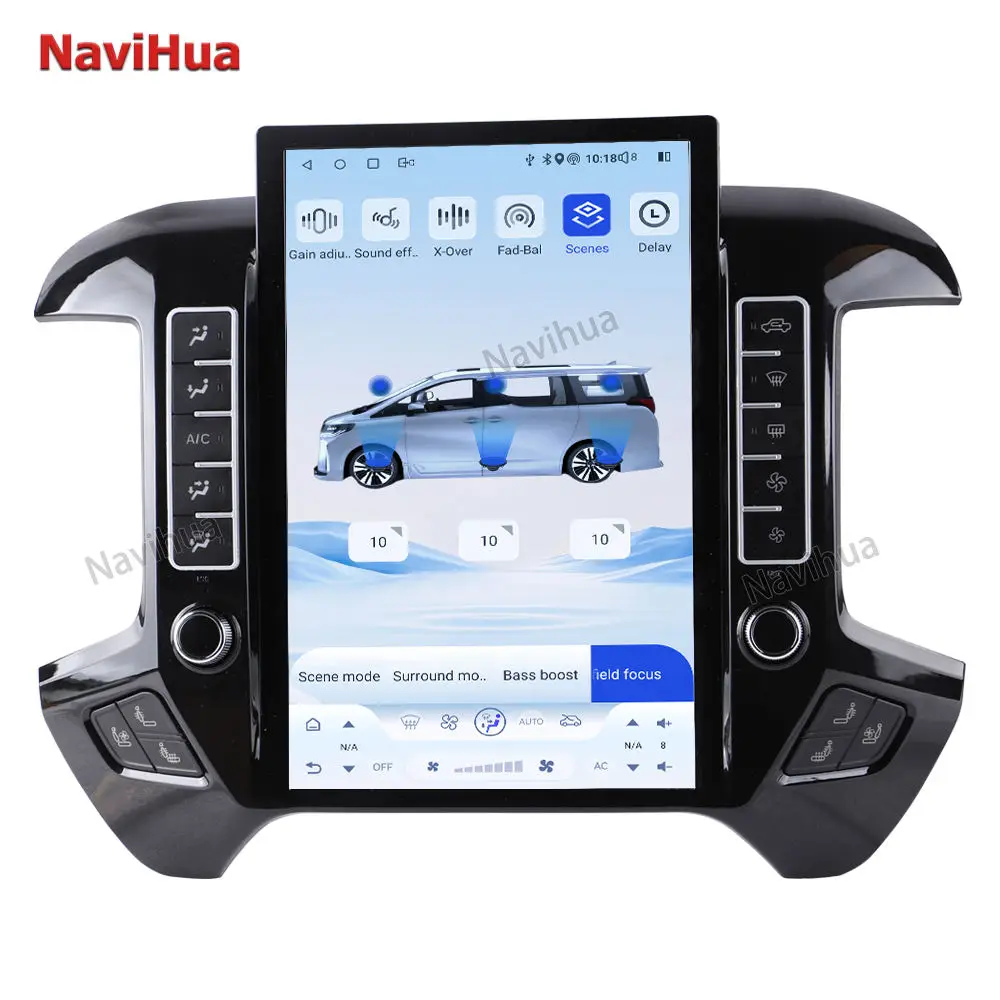 NaviHua Touch Screen Stereo New Upgrade Tesla Style Android Car Radio Vertical GPS Navigation for GMC Sierra Chevrolet Silverado