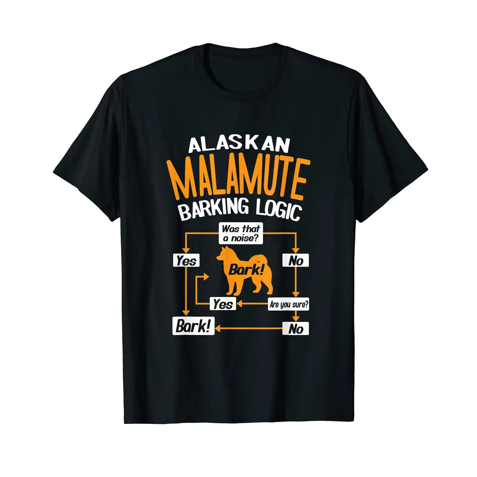 Alaskan Malamute Barking Logic Dog Lover T Shirt vintage Washed Breathable fashion Versatile Stylish Slightly graphic
