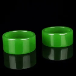 Natural green Hetian Jade Ring Chinese Jadeite Amulet Fashion Charm Jewelry Hand Carved Crafts Gifts for Women Men
