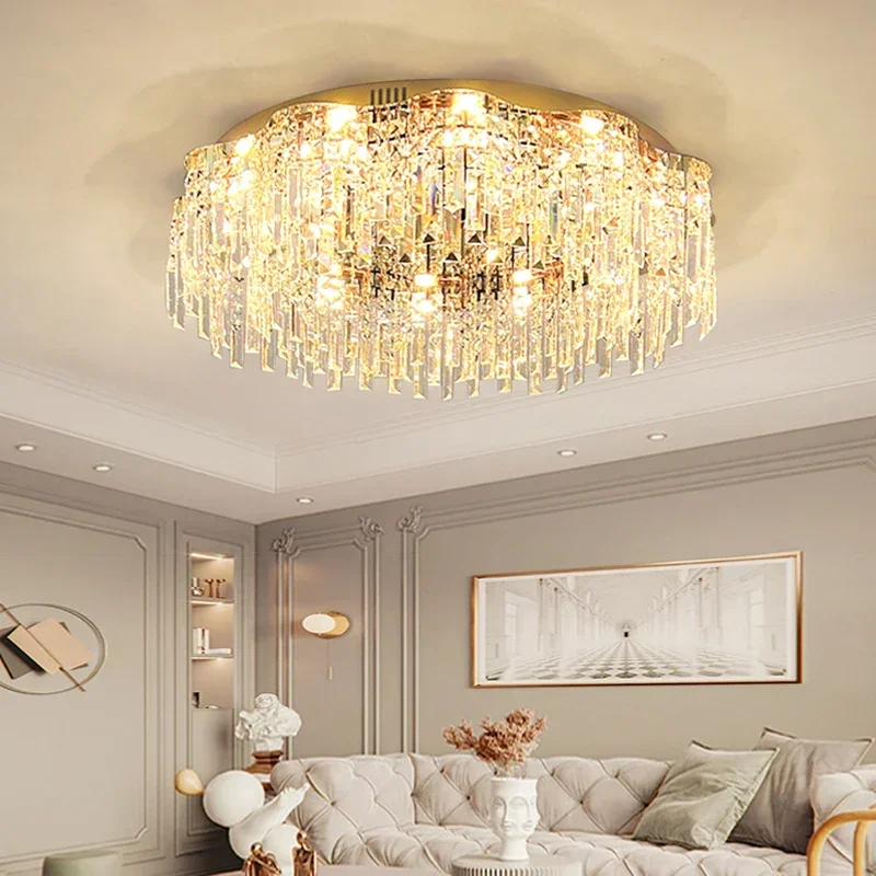 

Modern Creative Wave Edge Luxury Crystal LED Ceiling Light Fixture for Villa Living Room, Bedroom and Dining Room