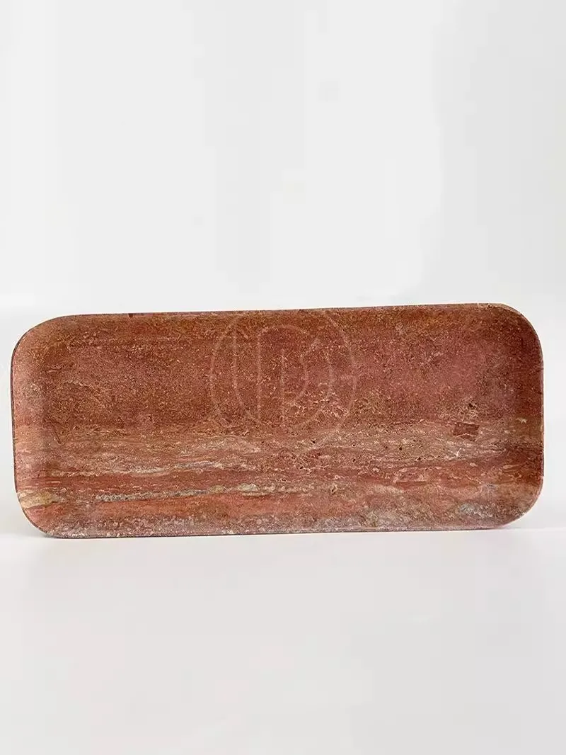 Natural Red Cave Stone Rectangle Tea Tray Light luxury Home Use The Teapot Dining Table Decoration Tea Sets The Tray Ornaments