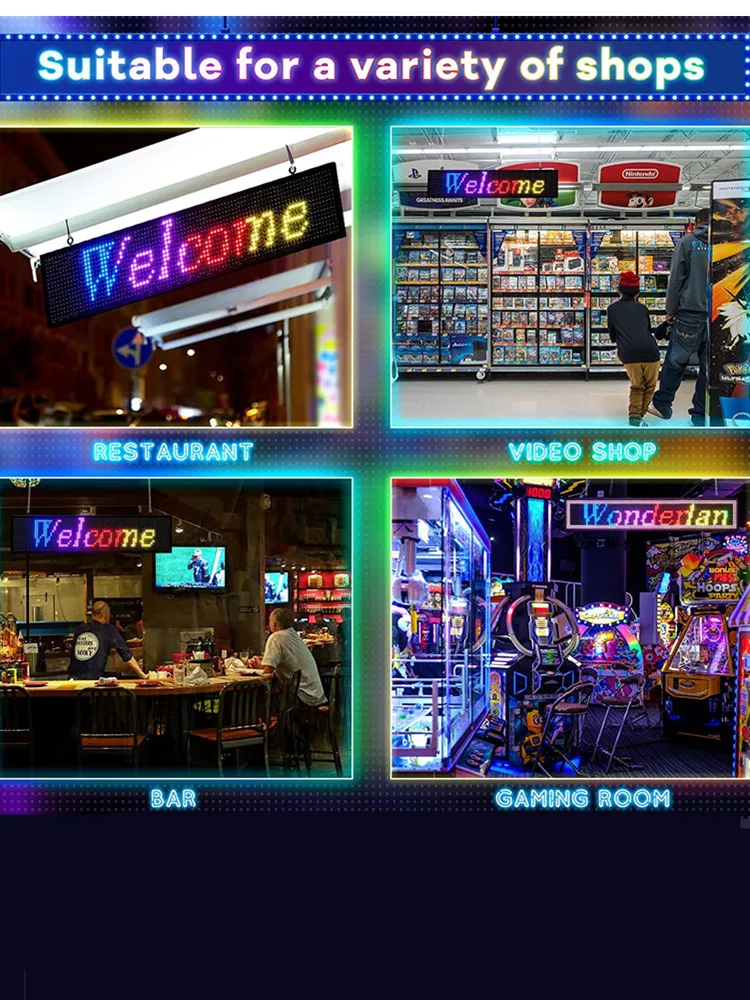 P10 OUTDOOR LED DISPLAY,SCROLLING MESSAGE DISPLAY FULL COLOR DIGITAL MESSAGE LED SIGN BOARD PROGRAMMABLE BY WIFI(1000X360X55MM)