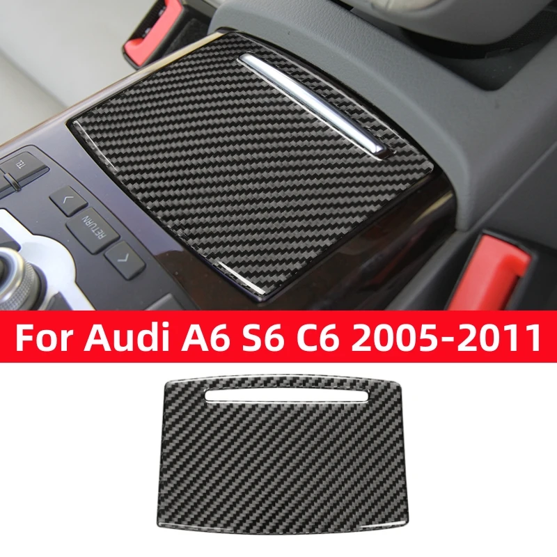 

For Audi A6 S6 C6 2005-2011 Accessories Auto Central Cup Holder Panel Cover Trim Carbon Fiber Stickers Decoration Anti Scratch