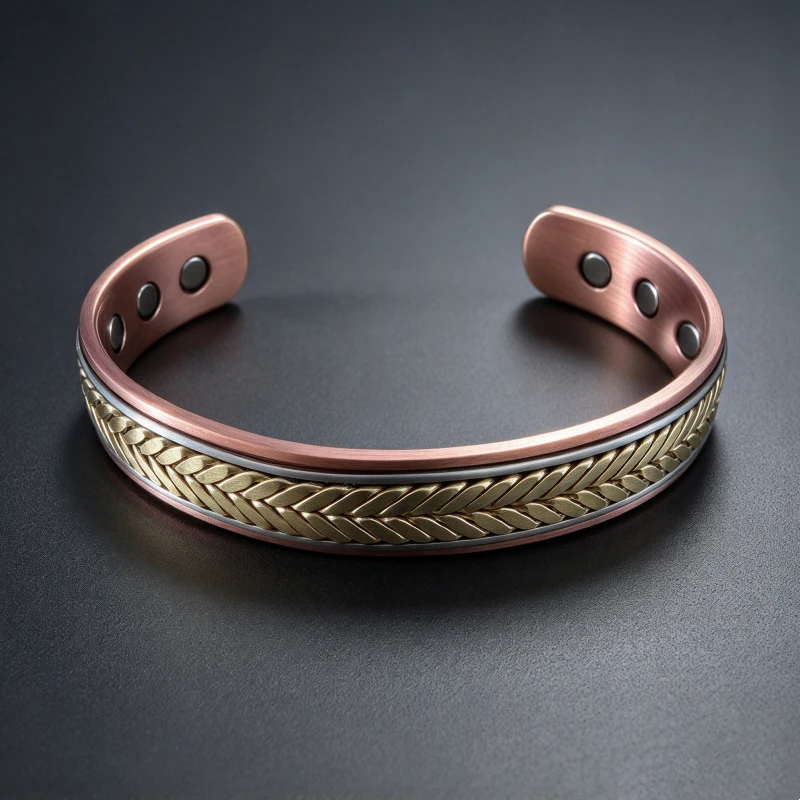 Magnetic Therapy Copper Bracelet Rose Gold Wave Design Adjustable Open Cuff Bangle Relieves Arthritis Stylish Wellness Accessory