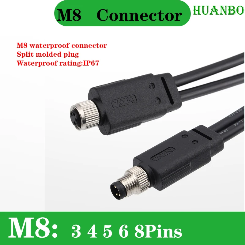 

Waterproof Y type Split-line M8 Connector Male Female Plug With 1M Wire Cable Thread Docking for Camera Monitor Medical Ebike