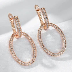 Wbmqda Hoop Zircon Earrings For Women 585 Rose Gold Color Luxury Retro EarDrop Jewelry Accessories