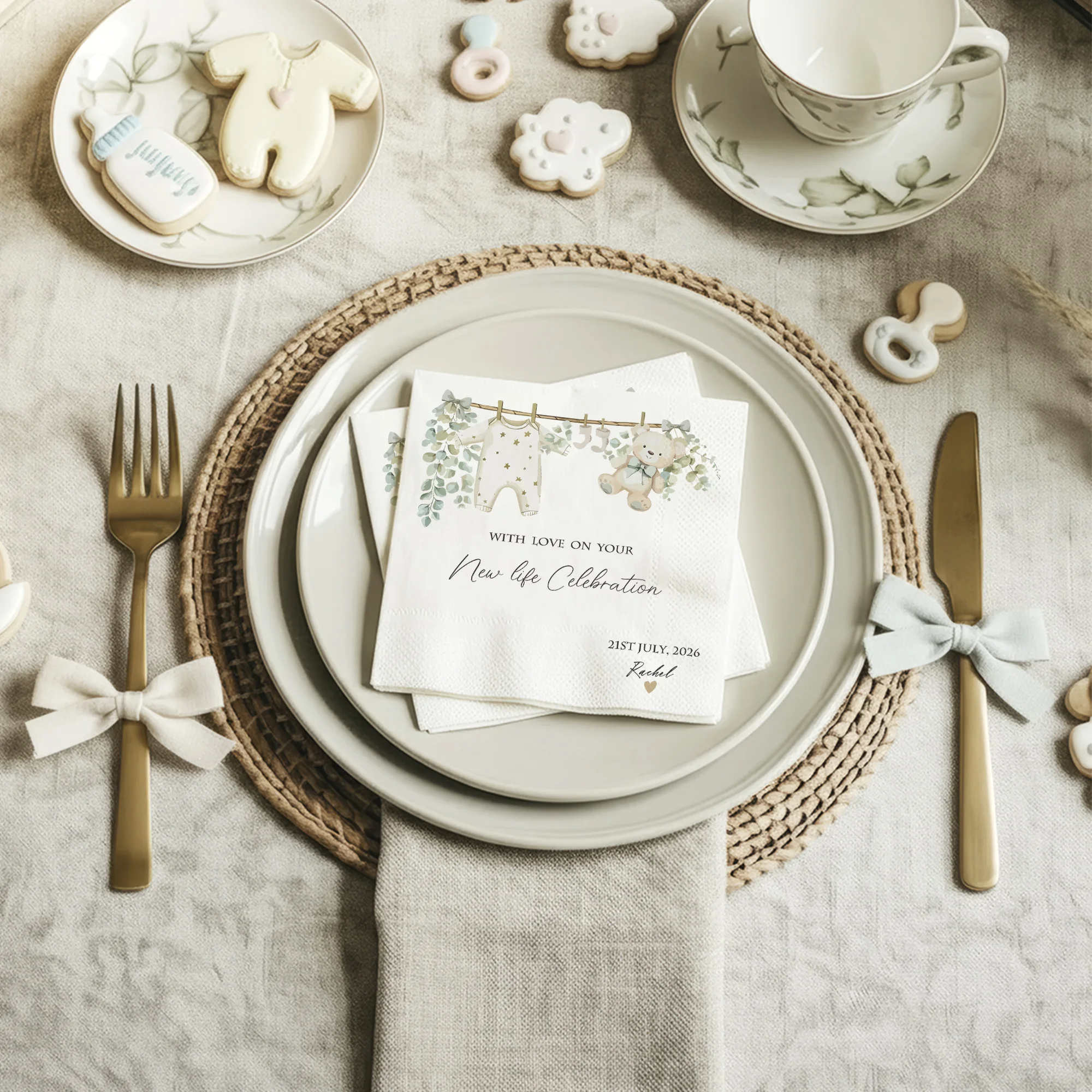 

Personalized Paper Napkins for Baby Shower and Birthday Custom Cocktail Napkins of Text Cute Disposable Napkins,for Hen Party