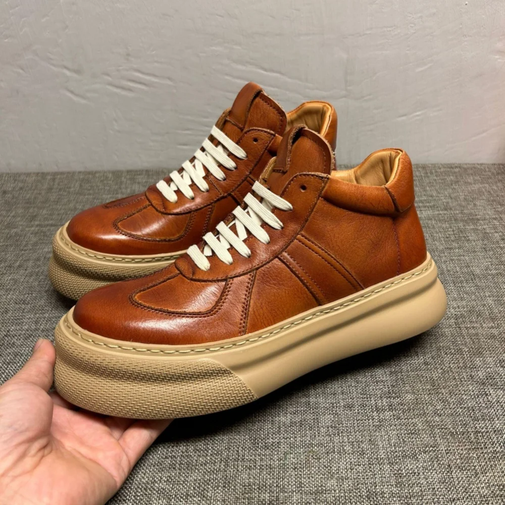 

Men's Leather Fashion Casual Shoes - High Street Retro Men's Short Boots