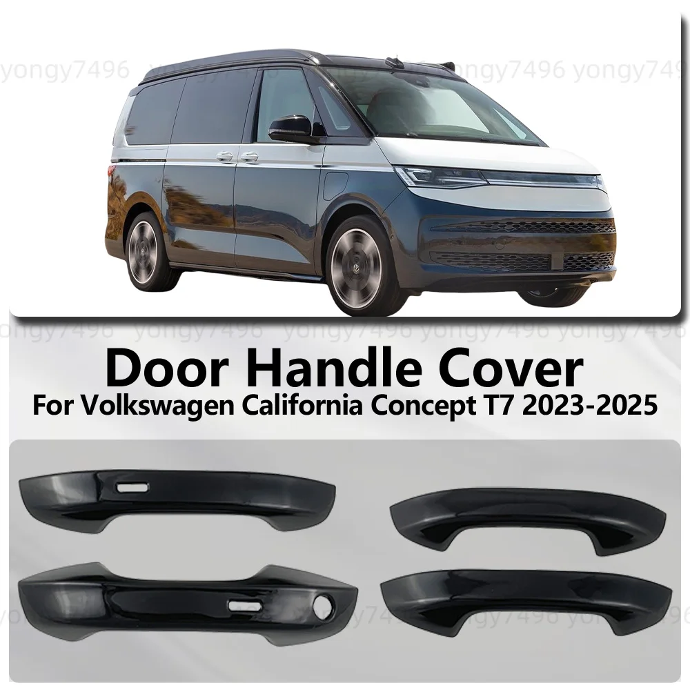 Gloss Black Carbon Fiber  Door Handle Cover Trim For Volkswagen California Concept T7 2023 2024 2025 Car Accessories
