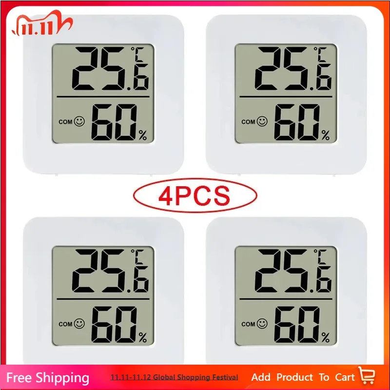 

4pcs Digital Thermometer Hygrometer Indoor Mini Temperature LCD Electronic Monitor Hygrometer Outdoor Room Baby termômetro