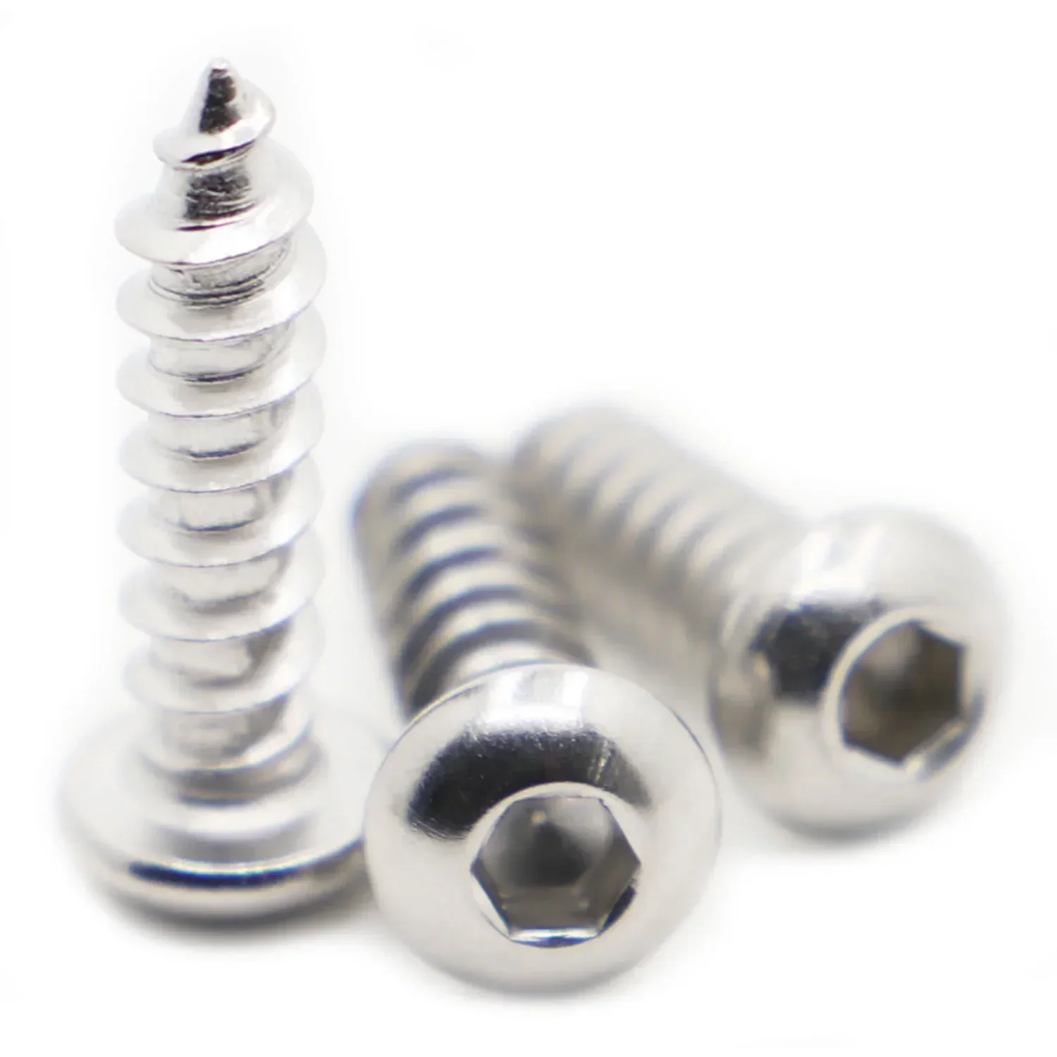 5-50pcs 304 Stainless Steel Round Pan Head Hex Socket Self Tapping Screws Wood Screw M2 M2.5 M3 M4 M5 M6