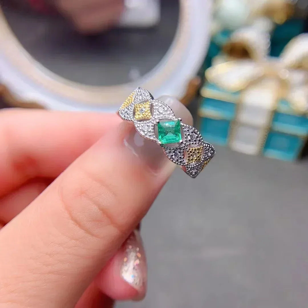 

Кольцо с натуральным изумрудом, квадратное 4 мм, женское серебро 925 пробы, подарок на день рождения, бесплатная доставка