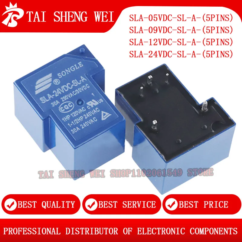 

2PCS Power relays SLA-05VDC-SL-A SLA-09VDC-SL-A SLA-12VDC-SL-A SLA-24VDC-SL-A 5V 9V 12V 24V 30A 5PINS DIP5 T90 Time Relay New