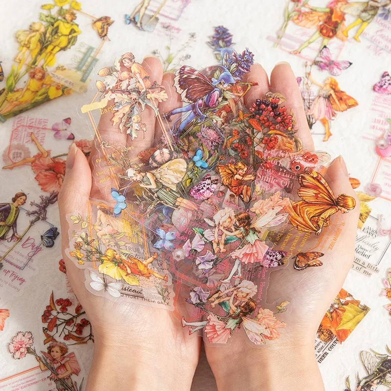 30pcs Elf Fantasy Chronicles Co-branded PET Stickers Cartoon Flower Fairy Beautiful Day for Kids Handbooks Diaries