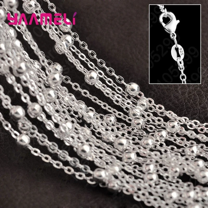 5Pcs Real 925 Sterling Silver Women Men Chains Necklace Wholesale Jewelry Components Making Accessories for Pendant